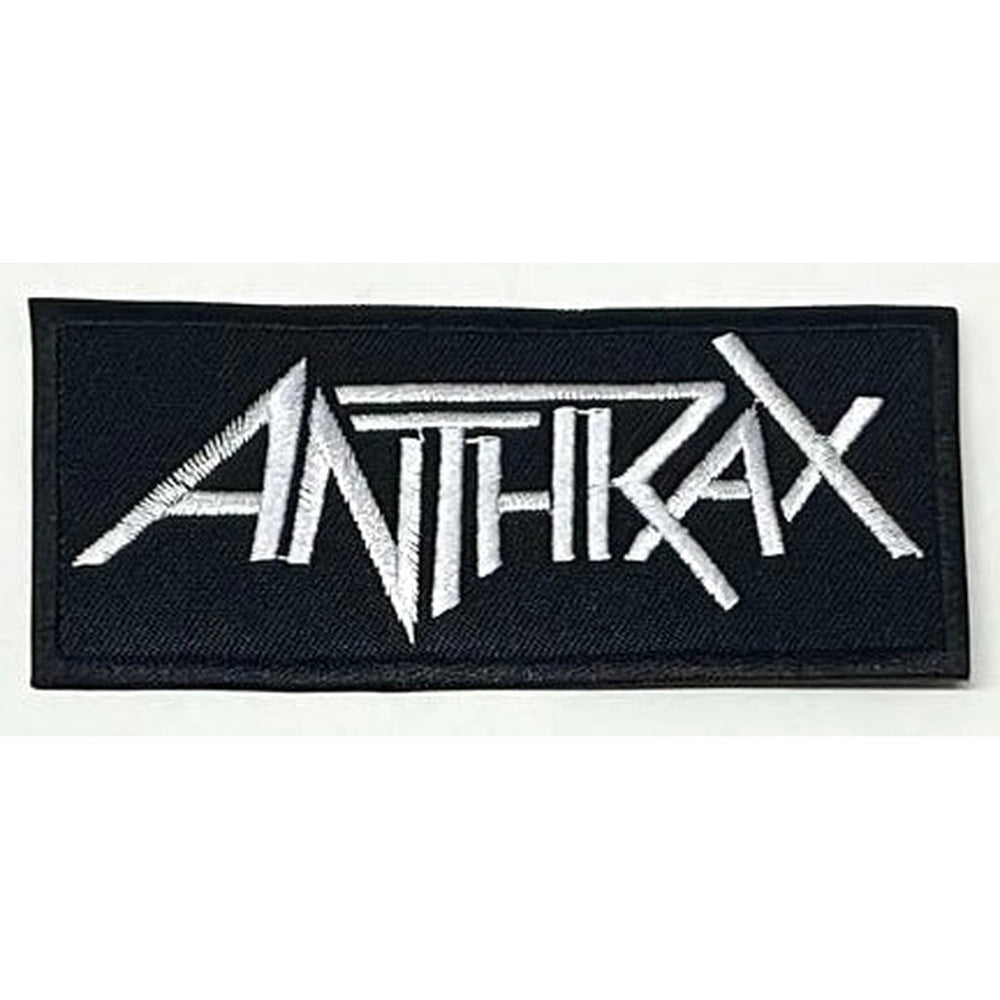 Anthrax - White Logo Brodeerattu Hihamerkki / Patch 4×10 cm - Hoopee.fi
