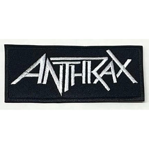 Anthrax - White Logo Brodeerattu Hihamerkki / Patch 4×10 cm - Hoopee.fi