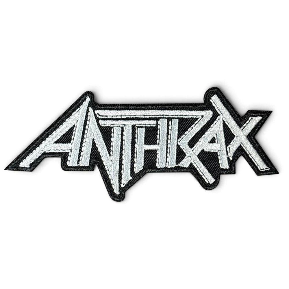 Anthrax - White Logo Brodeerattu Hihamerkki / Patch 4×10 cm - Hoopee.fi