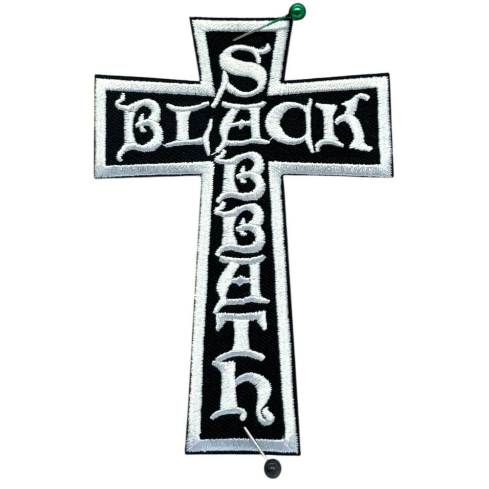 Black Sabbath - Cross Logo Cut Out Brodeerattu Hihamerkki / Patch 7×10 cm - Hoopee.fi