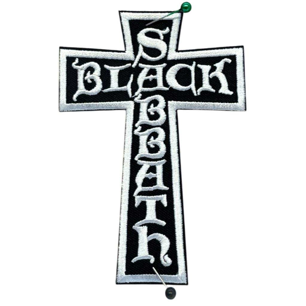 Black Sabbath - Cross Logo Cut Out Brodeerattu Hihamerkki / Patch 7×10 cm - Hoopee.fi