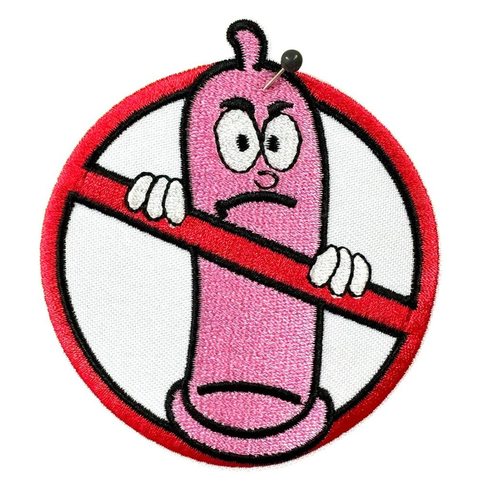 Condom NO – brodeerattu huumorimerkki 7 x 10,5 cm - Hoopee.fi