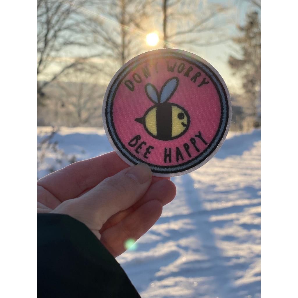 Dont worry bee happy kangasmerkki - Hoopee.fi