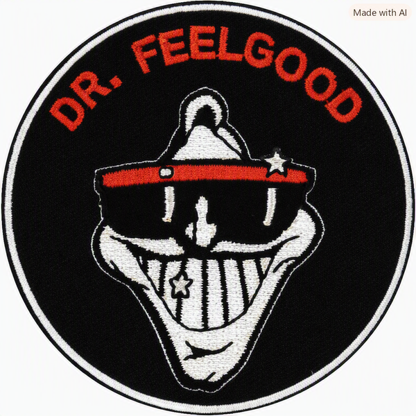 Dr. Feelgood kangasmerkki 8 cm - Hoopee.fi