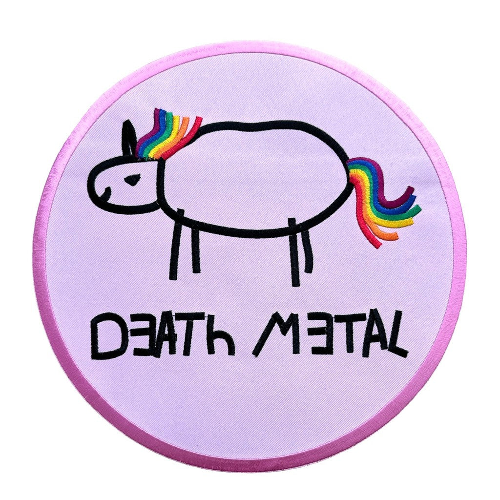 Death metal pink selkämerkki
