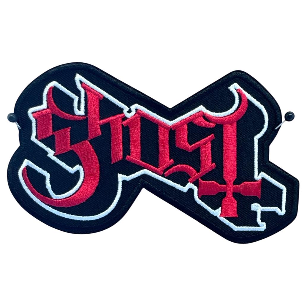 Ghost - Red Logo Brodeerattu Hihamerkki / Patch 7×12 cm - Hoopee.fi