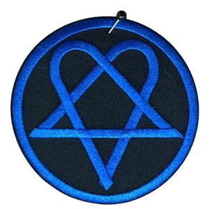 HIM - Blue heartagram kangasmerkki - Hoopee.fi