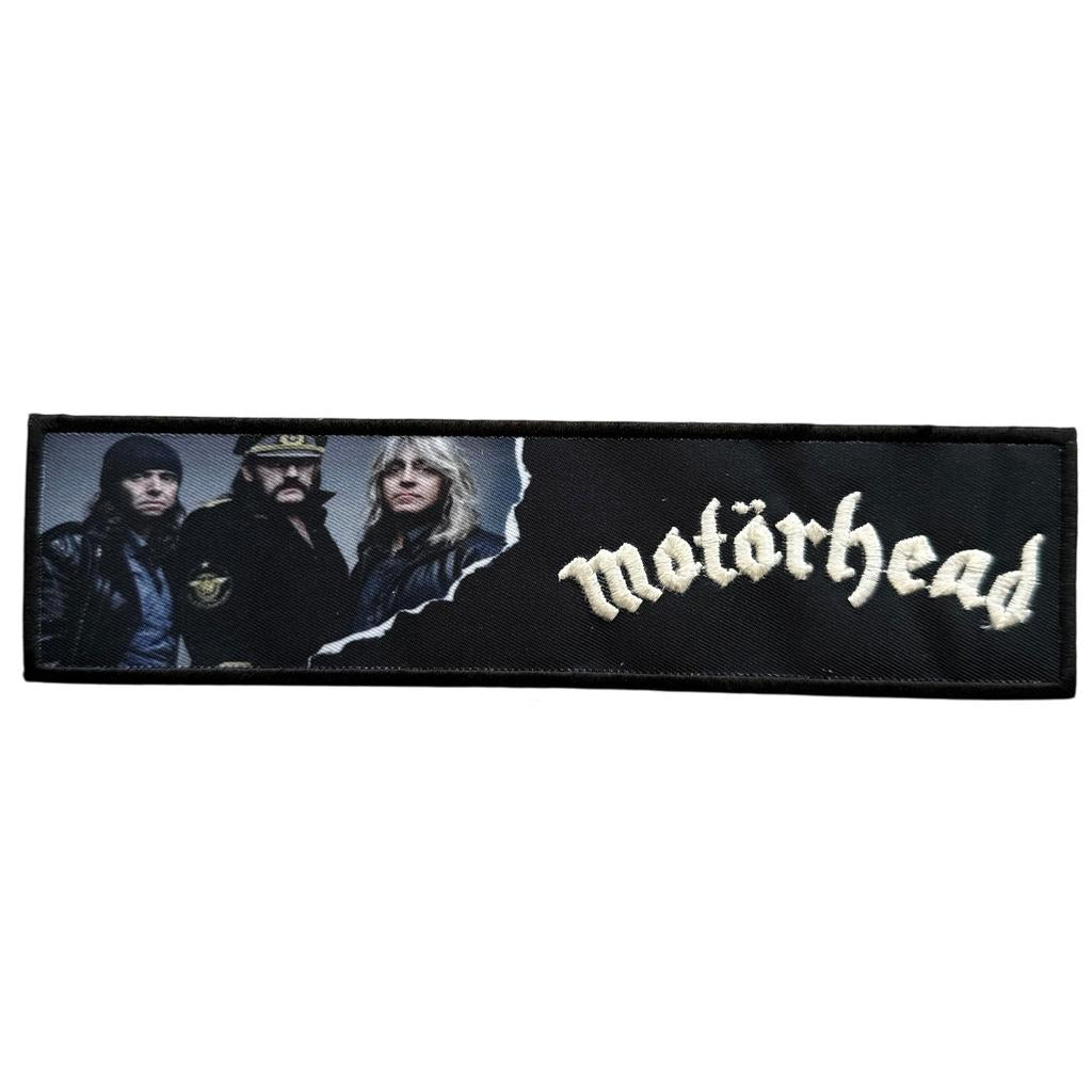 Motörhead - Band Photo & Logo Brodeerattu Strip Patch 5×20 cm - Hoopee.fi