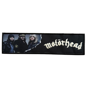 Motörhead - Band Photo & Logo Brodeerattu Strip Patch 5×20 cm - Hoopee.fi