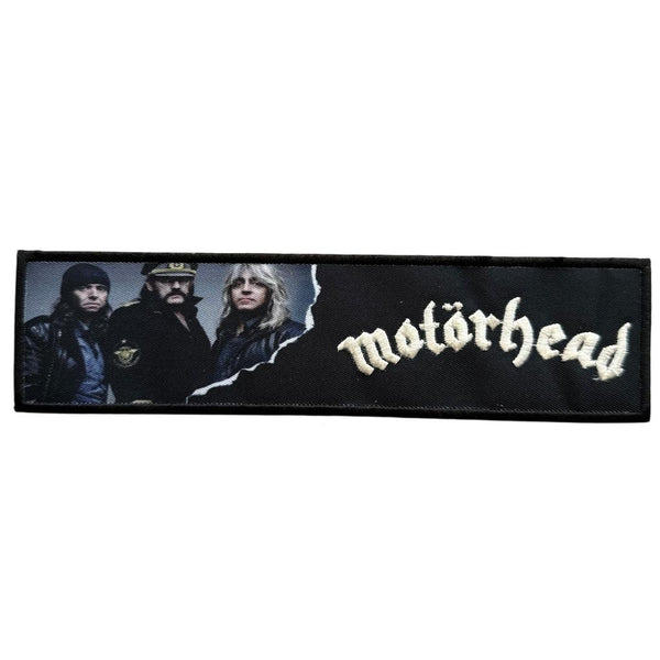 Motörhead - Band Photo & Logo Brodeerattu Strip Patch 5×20 cm - Hoopee.fi