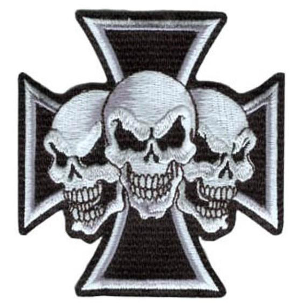 3 skulls Iron Cross hihamerkki - Hoopee.fi