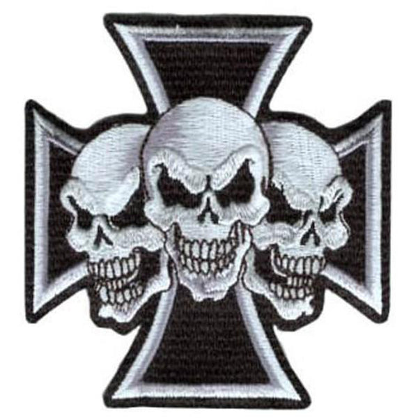 3 skulls Iron Cross hihamerkki - Hoopee.fi