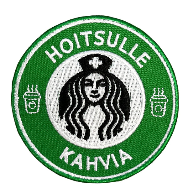 Hoitsulle kahvia – hoitajahuumoria kangasmerkki - Hoopee.fi