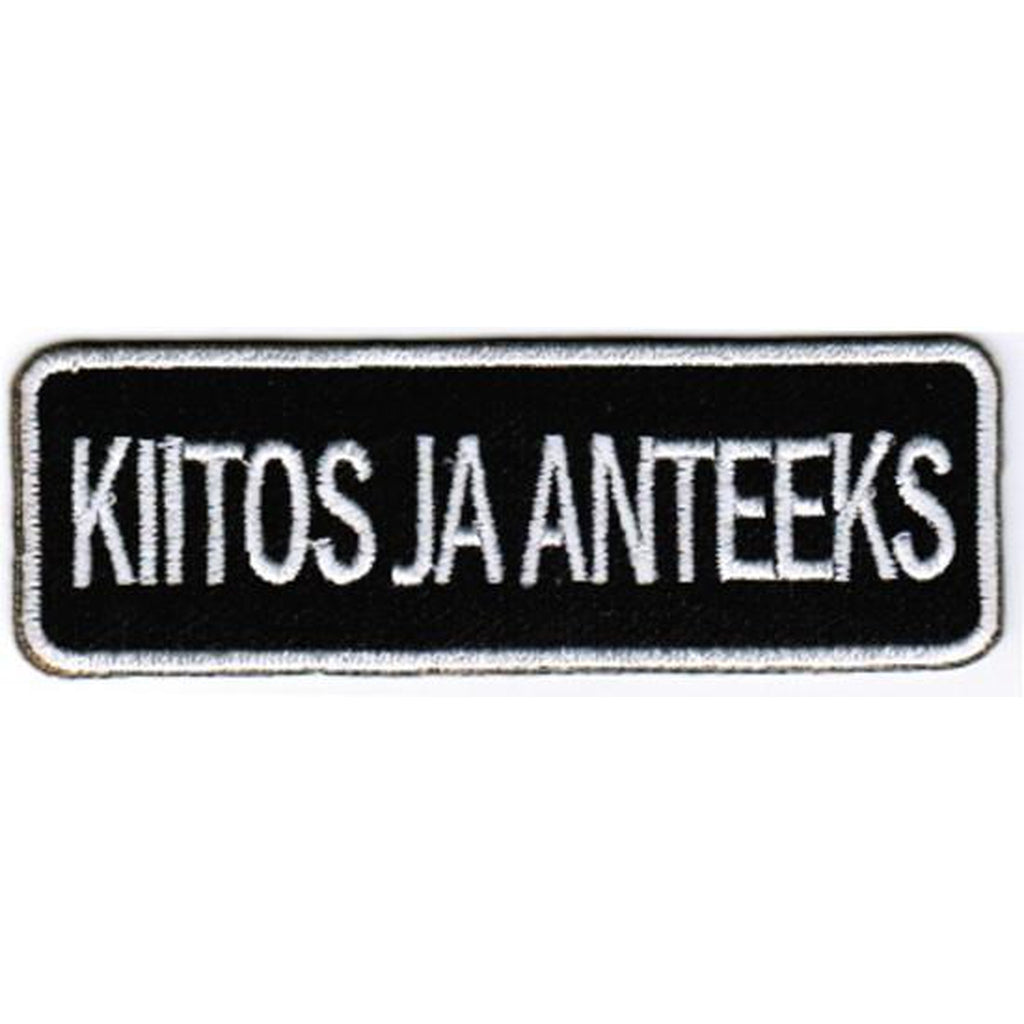 Kiitos ja anteeks kangasmerkki - Hoopee.fi
