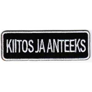 Kiitos ja anteeks kangasmerkki - Hoopee.fi