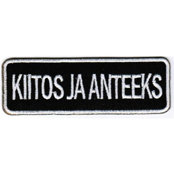 Kiitos ja anteeks kangasmerkki - Hoopee.fi