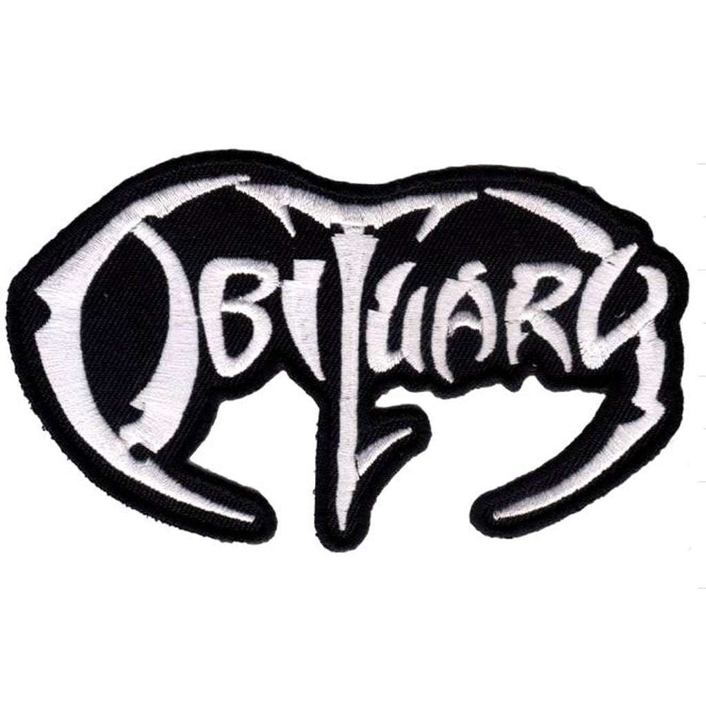Obituary - White logo kangasmerkki - Hoopee.fi
