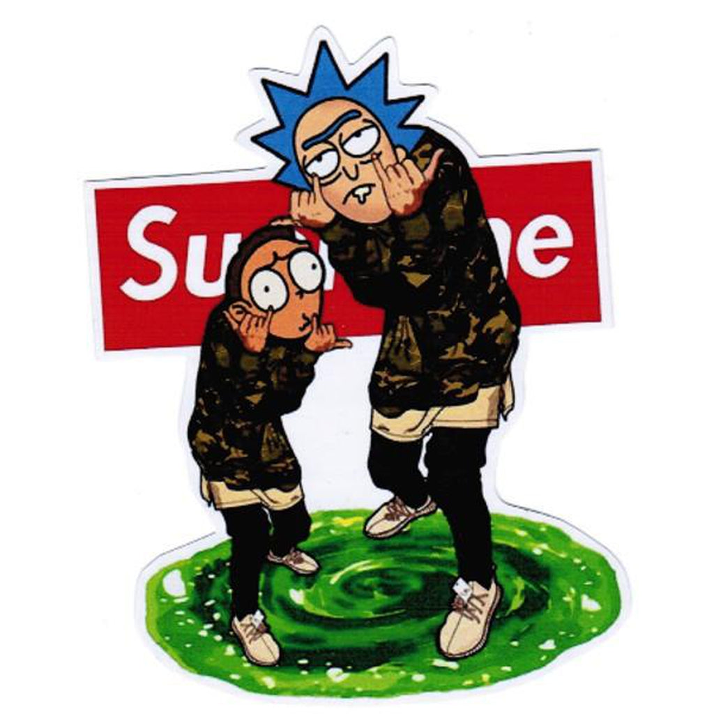 Rick and Morty x Supreme - Vinyylitarra / Sticker 8×11 cm - Hoopee.fi